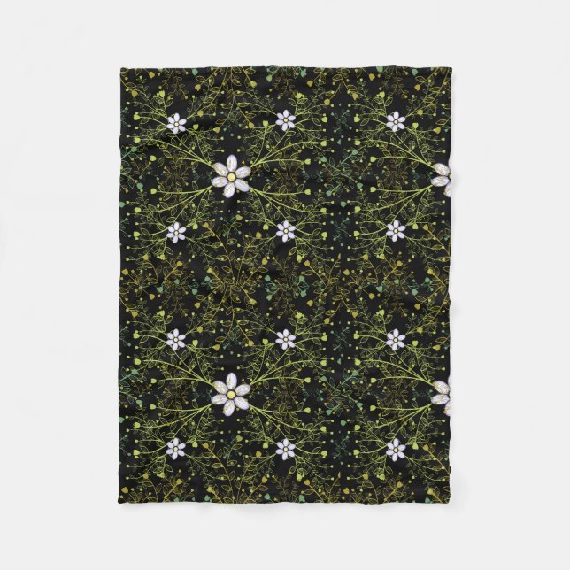 Pflanze pattern.10b Black BG Fleecedecke (Vorderseite)
