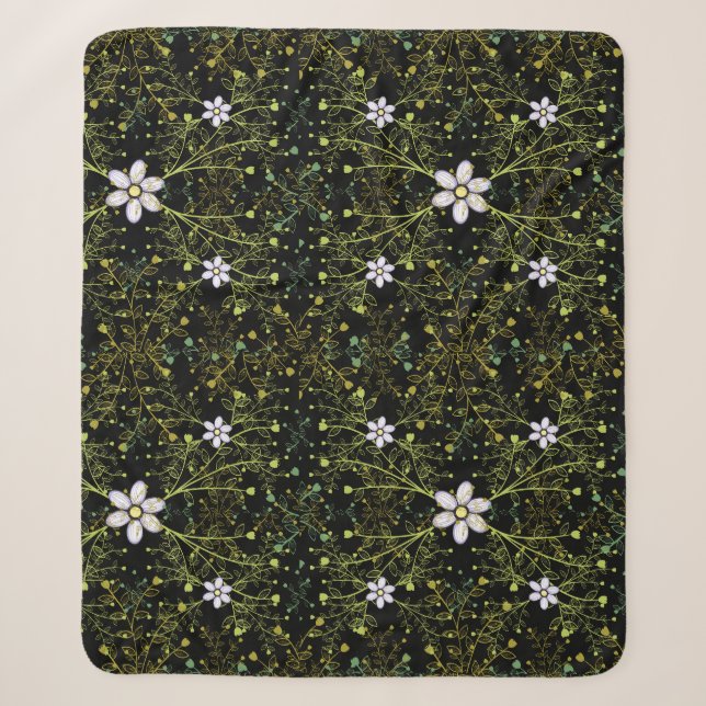 Pflanze pattern.10b Black BG Sherpadecke (Vorderseite)