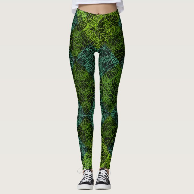 Pflanze pattern.11b Black BG Leggings (Vorderseite)