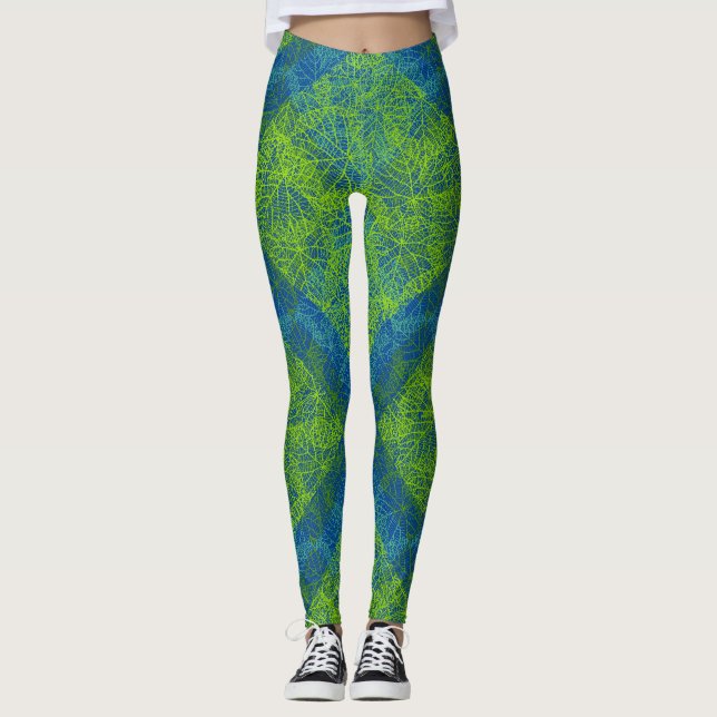Pflanze pattern.12c Blue BG Leggings (Vorderseite)