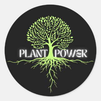 Pflanze Power. Vegan werden Runder Aufkleber