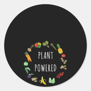 Pflanze Powered Vegan Vegetarian Gif Runder Aufkleber