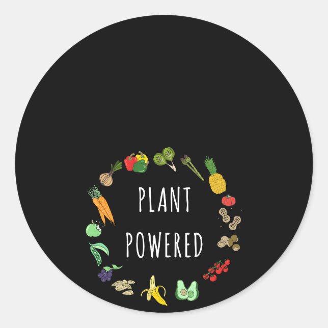 Pflanze Powered Vegan Vegetarian Gif Runder Aufkleber (Vorderseite)