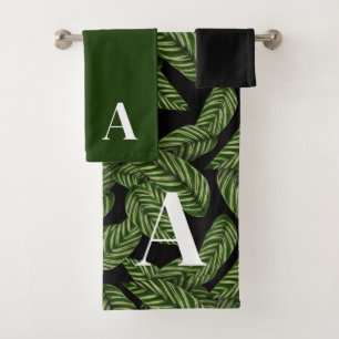 Pflanze Print Monogram Badhandtuch Set