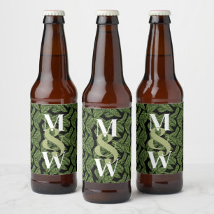 Pflanze Print Monogram Bierflaschenetikett