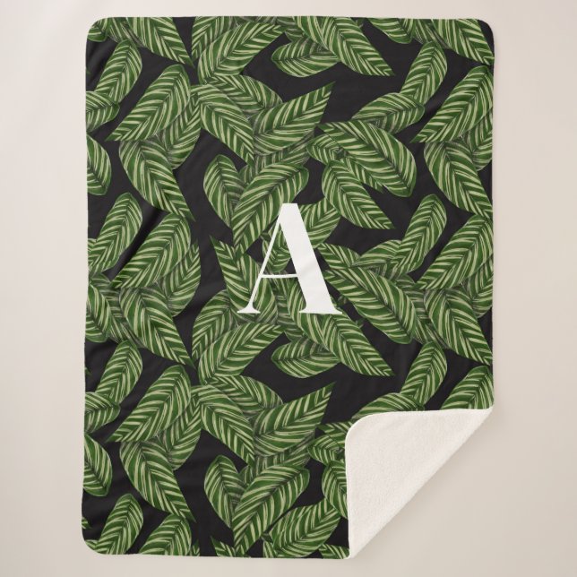 Pflanze Print Monogram Sherpadecke (Vorderseite)