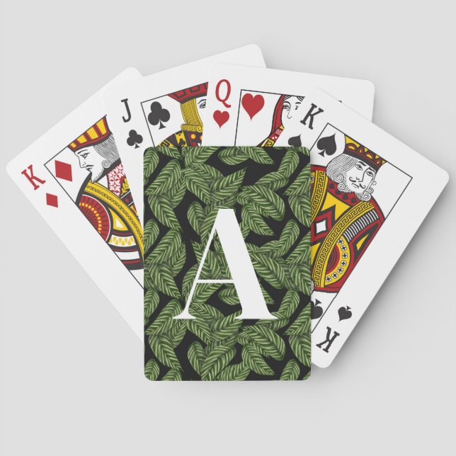 Pflanze Print Monogram Spielkarten (Rückseite)