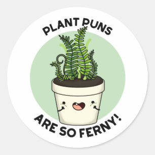 Pflanze Puns sind so Ferny Funny Fern Puff Runder Aufkleber