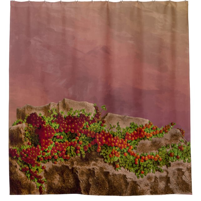 Pflanze Rotes Korallengarten Badezimmer Duschvorhang (Vorderseite)