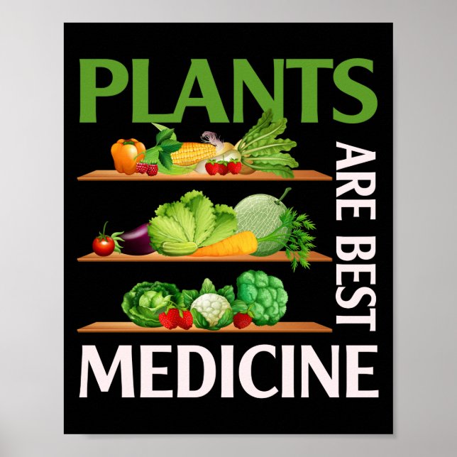 Pflanze sind die beste Medizin Vegane Vollnahrungs Poster (Vorne)