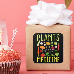 Pflanze sind die besten Medizin Cool Vegan Vegetar Quadratischer Aufkleber
