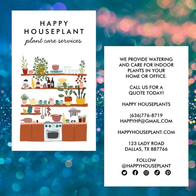 Pflanze Sitter Pflanze Wasserversorgung Wohnhaus Visitenkarte (Plant Sitter Houseplant Plant Watering Housesitting Kitchen Cleaner Business Card
)