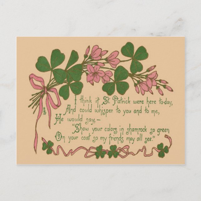 Pflanze St Patrick's Day Card Vintages Kleeblatt Postkarte (Vorderseite)