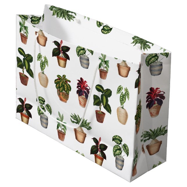 Pflanze Terracotta Pots Muster Große Geschenktüte (Vorderseite Schrägansicht)