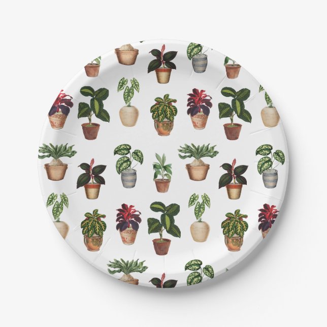 Pflanze Terracotta Pots Muster Pappteller (Vorderseite)