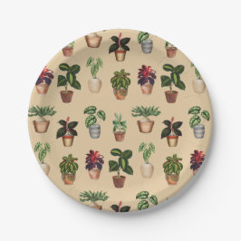 Pflanze Terracotta Pots Muster Pappteller