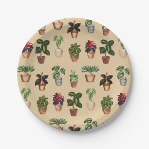 Pflanze Terracotta Pots Muster Pappteller