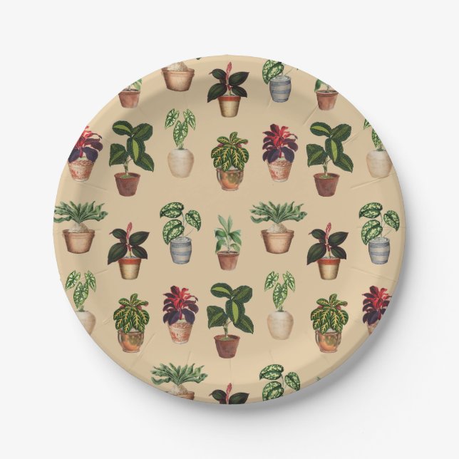 Pflanze Terracotta Pots Muster Pappteller (Vorderseite)