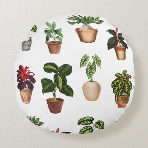Pflanze Terracotta Pots Muster Rundes Kissen