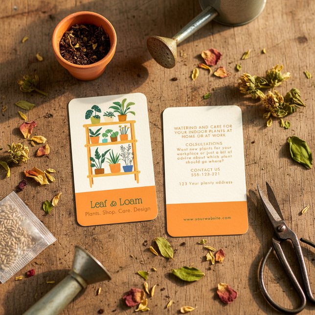 Pflanze Terracotta Unterkunft Shelf Visitenkarte (Terracotta fun House Plant display Shelf Business Card)