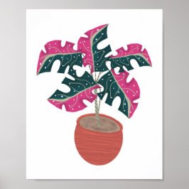 Pflanze Tropisches Rosa Monstera Poster