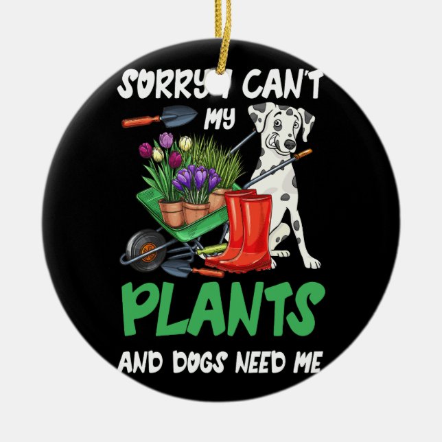 Pflanze und Hund Lover Gardener Keramik Ornament (Vorne)