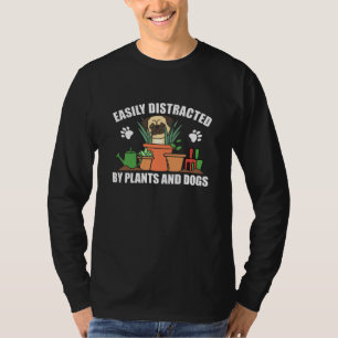 Pflanze und Hunde Mops im Garten Blume T-Shirt