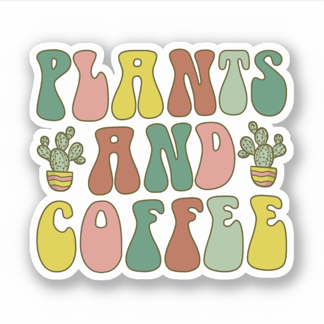 Pflanze und Kaffee, Pflanze Mama, Pflanze Lady Aufkleber (Vorderseite)