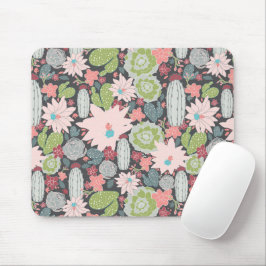 Pflanze und Kakteen in Grüntönen und Pinks Mousepad