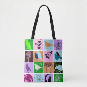 Pflanze und Vögel Silhouette Art Tasche