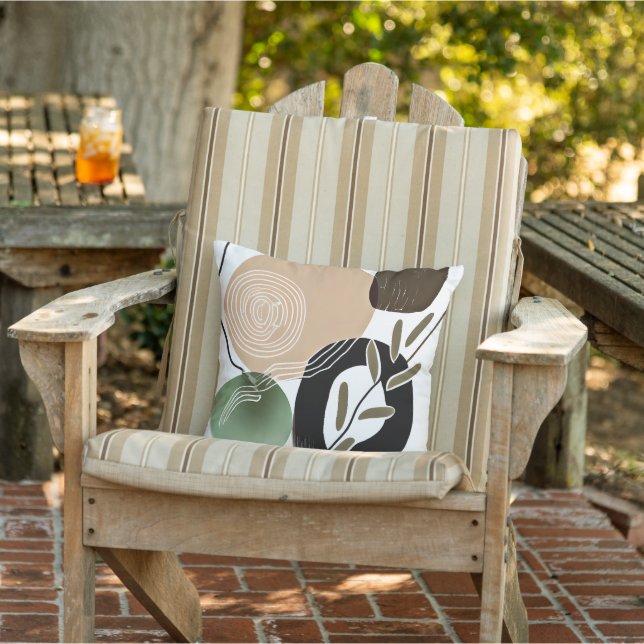 Pflanze und Wellen minimalistischer Kunst Kissen (Stuhl)