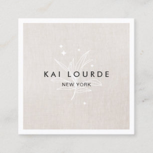Pflanze Verlasse Beige Square Business Card Quadratische Visitenkarte