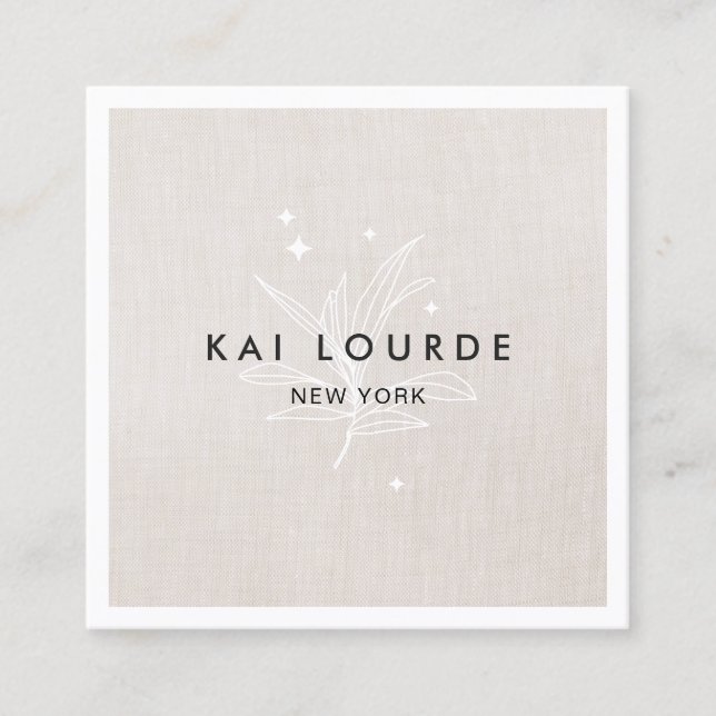 Pflanze Verlasse Beige Square Business Card Quadratische Visitenkarte (Vorderseite)