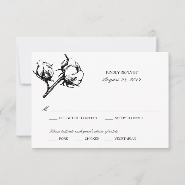 Pflanze von Baumwolle | HochzeitsrSVP RSVP Karte (Vorderseite)
