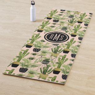 Pflanzen-Anordnungs-Muster des Monogramm- Yogamatte