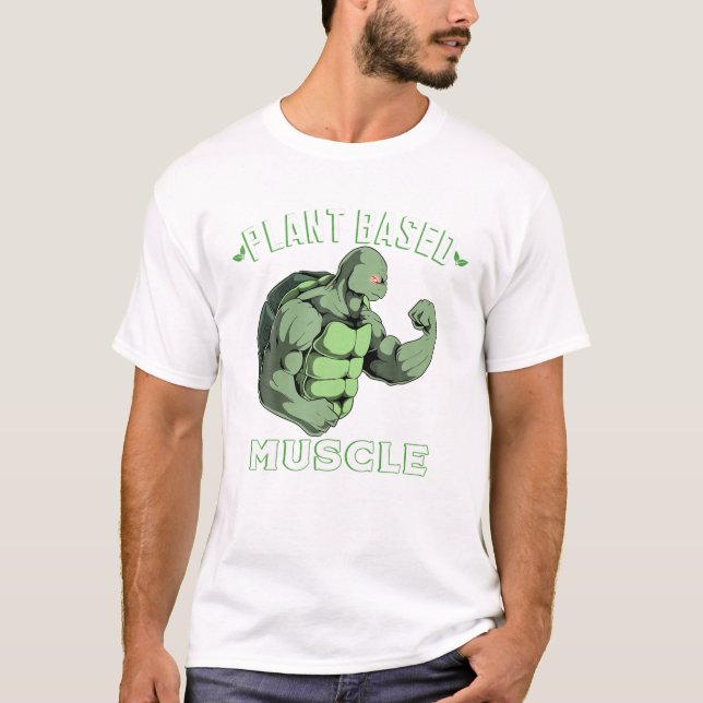 Pflanzen-basierte Muskeln Tortoise Turtle Powerlif T-Shirt (Vorderseite)