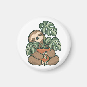 Pflanzen-Eltern-Faultier-umarmt-Monstera-Magnet Magnet