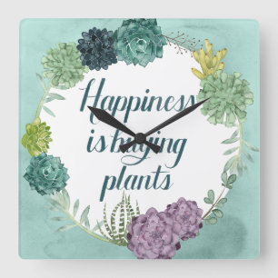 Pflanzen-Glück   Happines kauft Pflanzen Quadratische Wanduhr