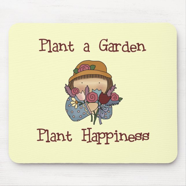 Pflanzen-Glück-im Garten arbeitent-shirts und Mousepad (Vorne)