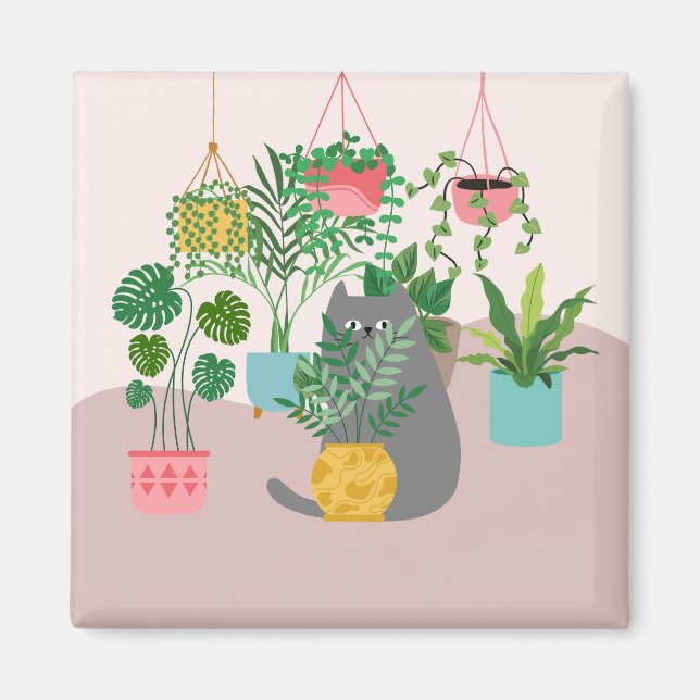 Pflanzen Katze Magnet (Vorne)