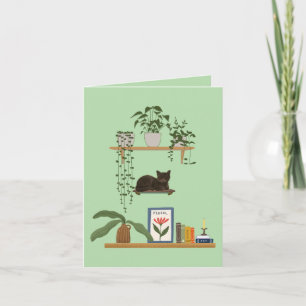 Pflanzen, Katzen und Bücher - Bücherliebende Katze Karte