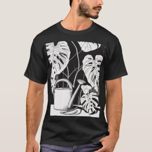 Pflanzen-Mama Minimalistische Linienkunst Monstera T-Shirt