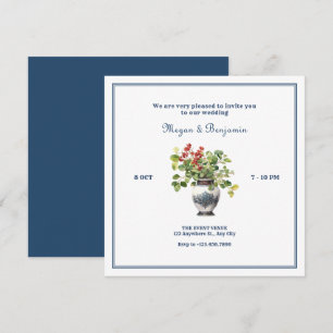 Pflanzen mit antiker Vase Hochzeit Einladung