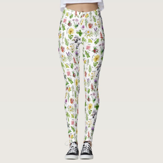 Pflanzen-und Kraut-Alphabet Leggings (Vorderseite)