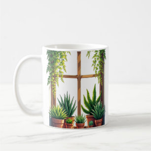 Pflanzeneltern Sukkulenten-Sammlung Wasserfarbe Kaffeetasse