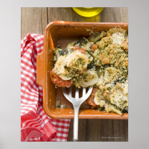 Pflanzliche Backwaren mit Kartoffeln, Tomaten, Lak Poster