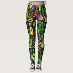 Pflanzliche und Kräuter Gartenernte auf schwarz Leggings