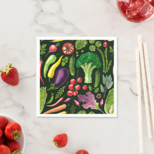 Pflanzliche und Kräuter Gartenernte auf schwarz Serviette