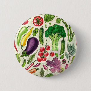 Pflanzliche und pflanzliche Gartenernte auf weißem Button
