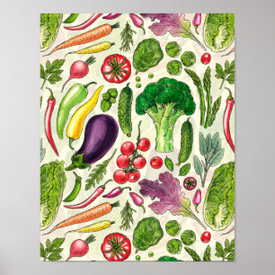 Pflanzliche und pflanzliche Gartenernte auf weißem Poster